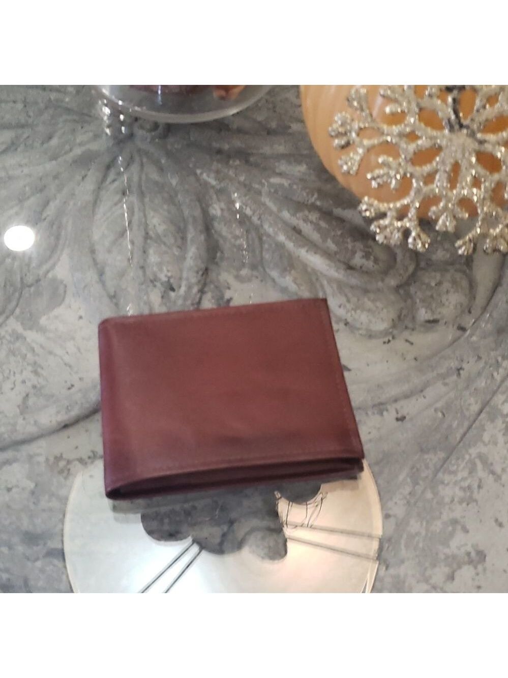 AMITY cowhide leather BROWN BIFOLD WALLET Mens
